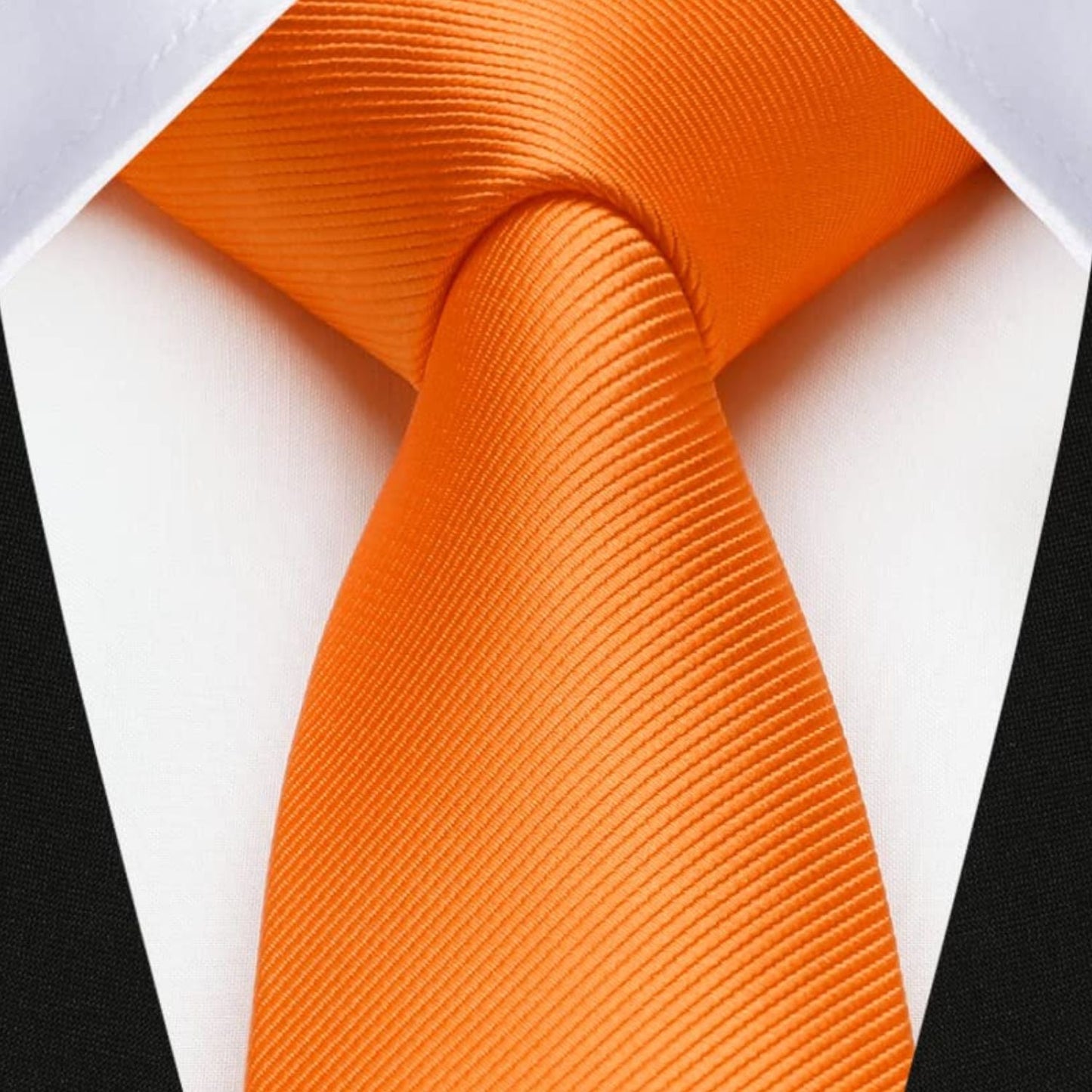 Hisdern Solid Print Skinny Tie Slim 2.4'' Formal Orange Wedding Tie