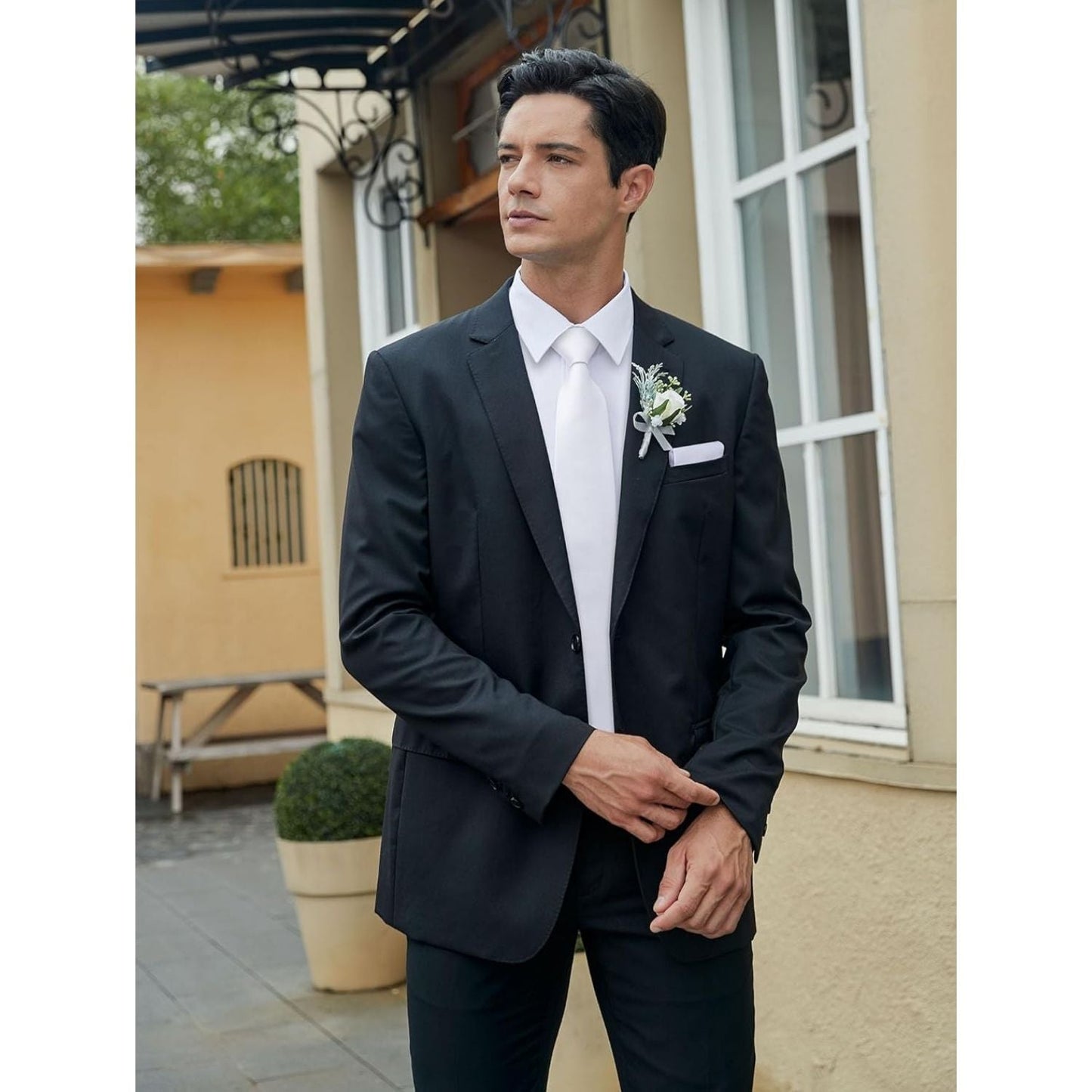Hisdern White Solid Wedding Accessories Set With Clip