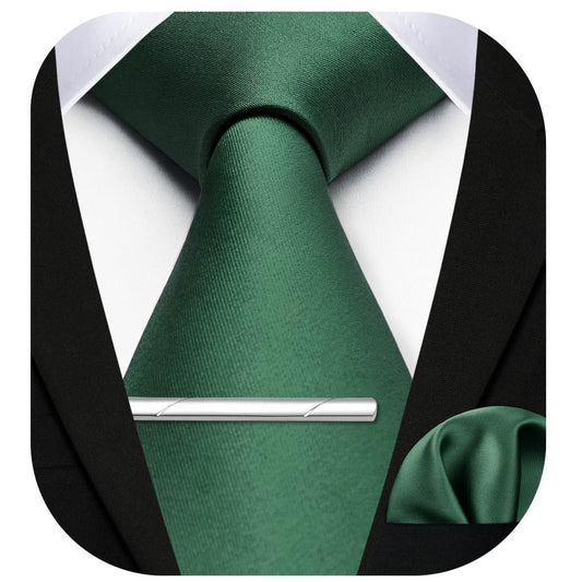 Hisdern Matte Green Solid Wedding Accessories Set With Clip