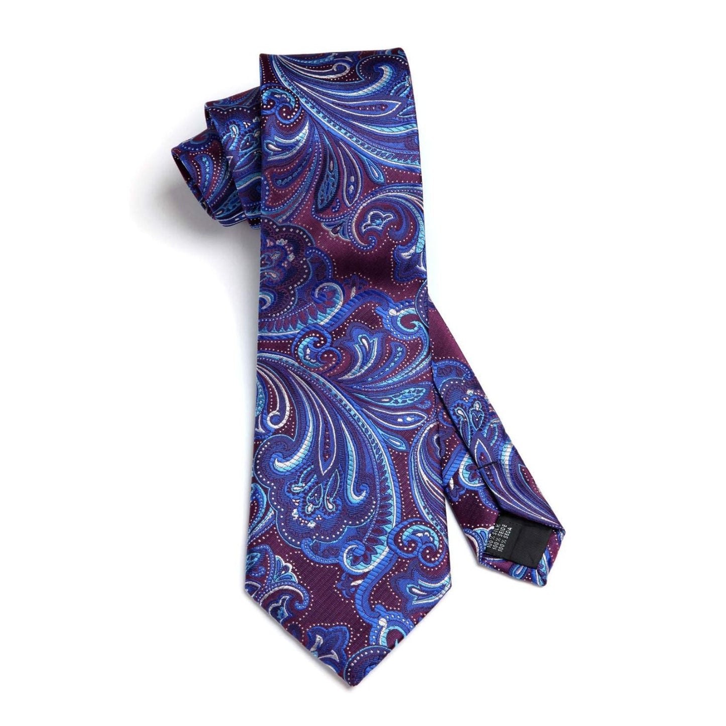 Hisdern Purple Blue Paisley Tie Set For Formal Wear