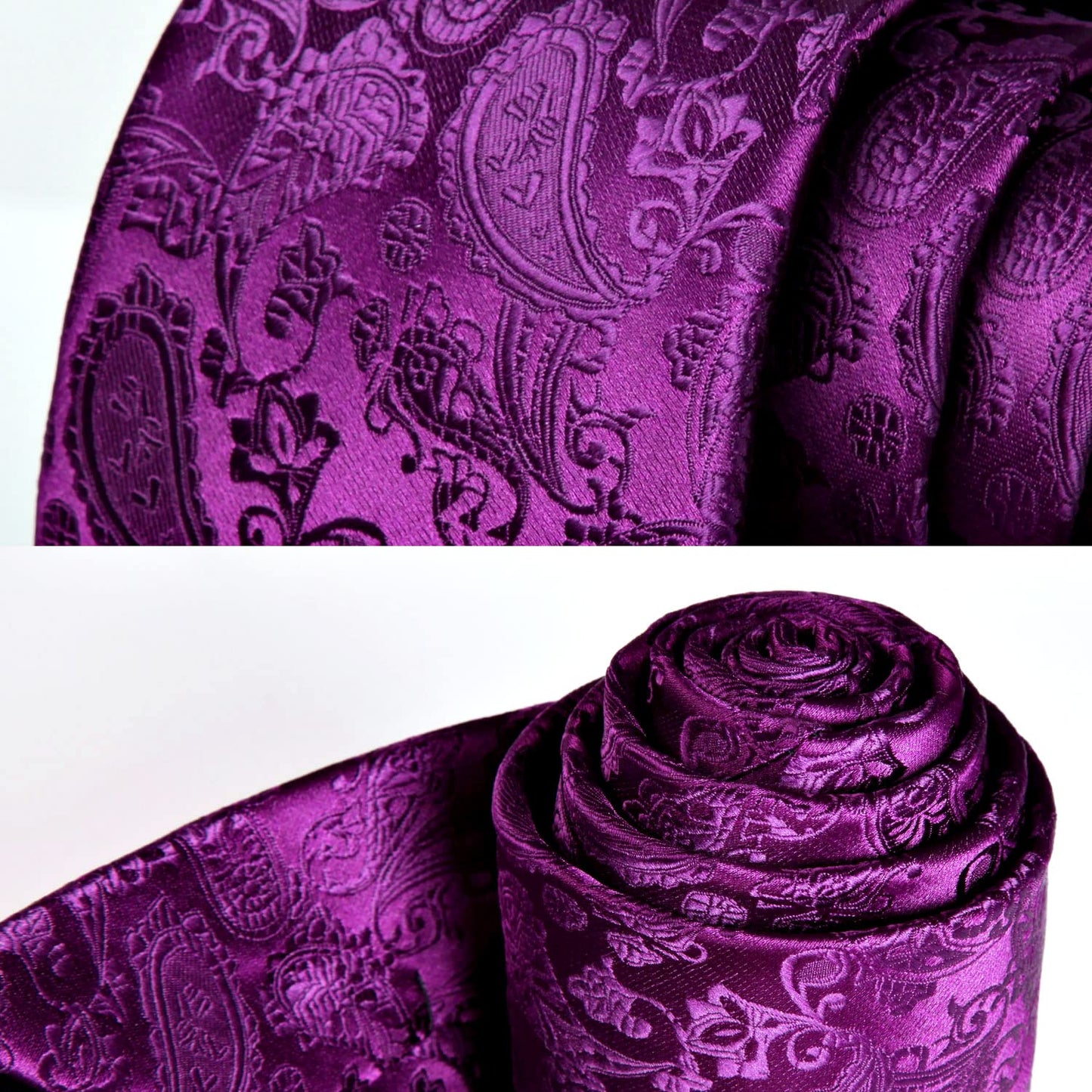 Hisdern Purple Paisley Tie Set For Formal Wear