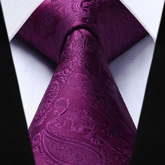 Hisdern Purple Paisley Tie Set For Formal Wear
