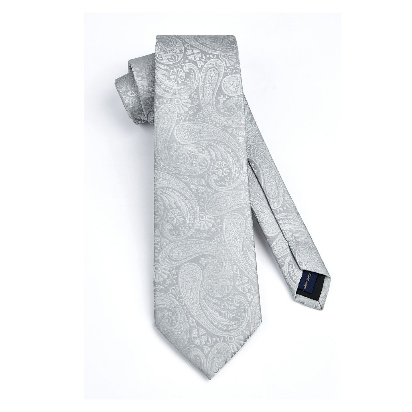 Hisdern Sliver Paisley Tie Set For Groomsmen