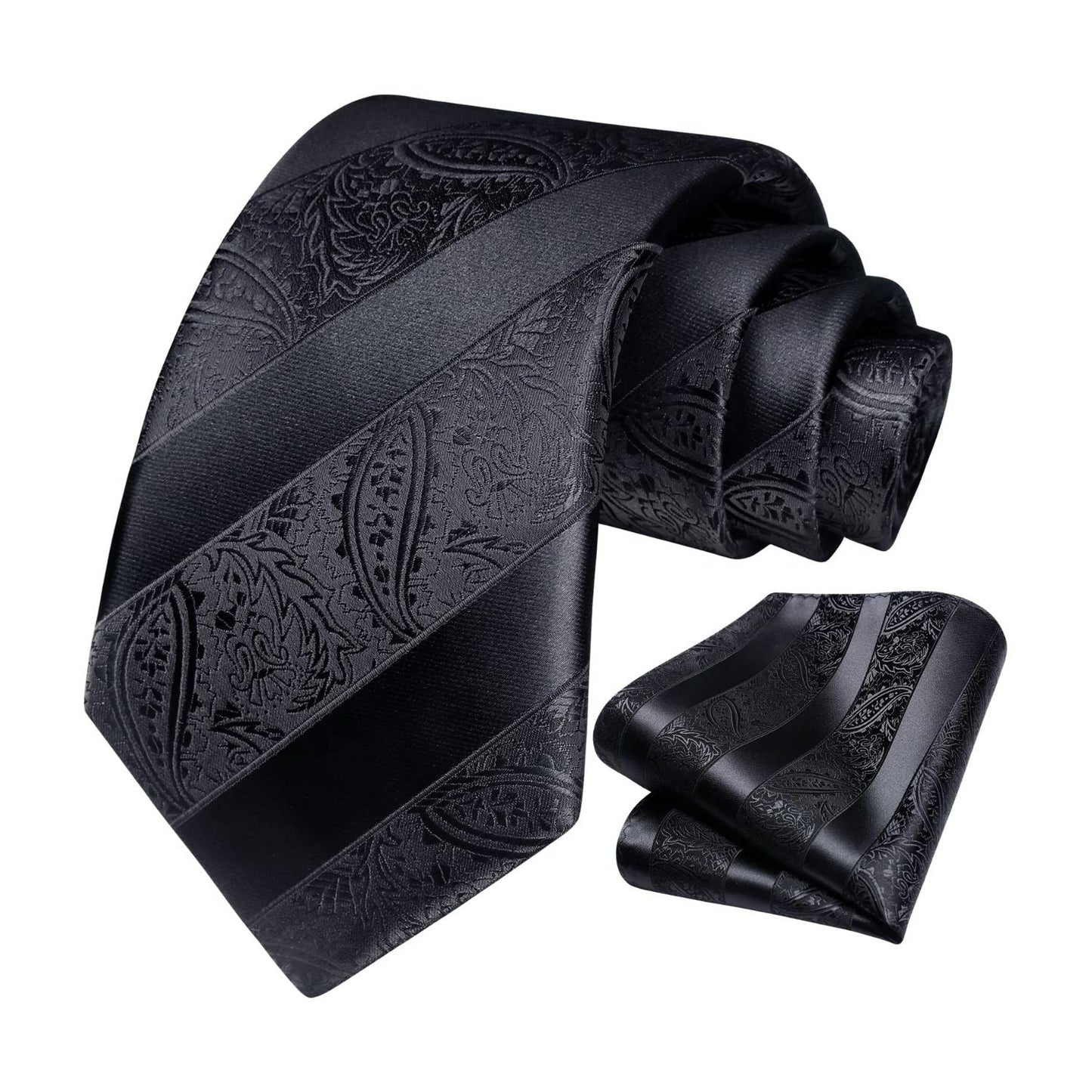 Hisdern Black Striped Formal Wear Accessories Set
