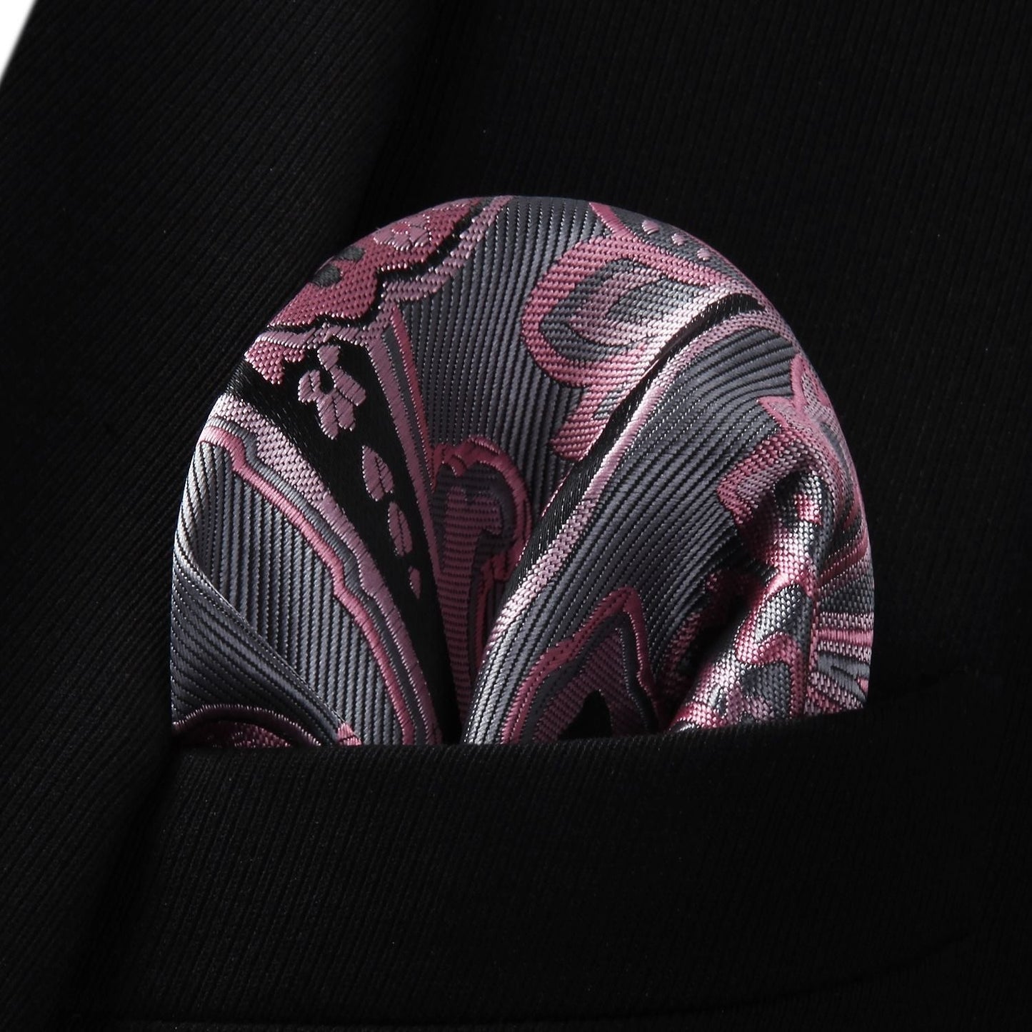 Hisdern Extra Long Pink Grey Paisley Set For Groomsmen