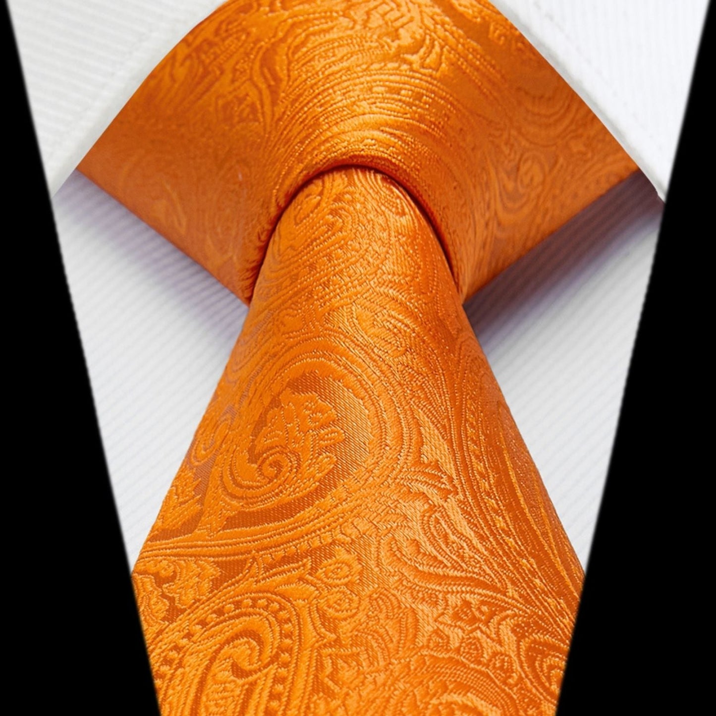Hisdern Orange Paisley Tie Set For Groomsmen