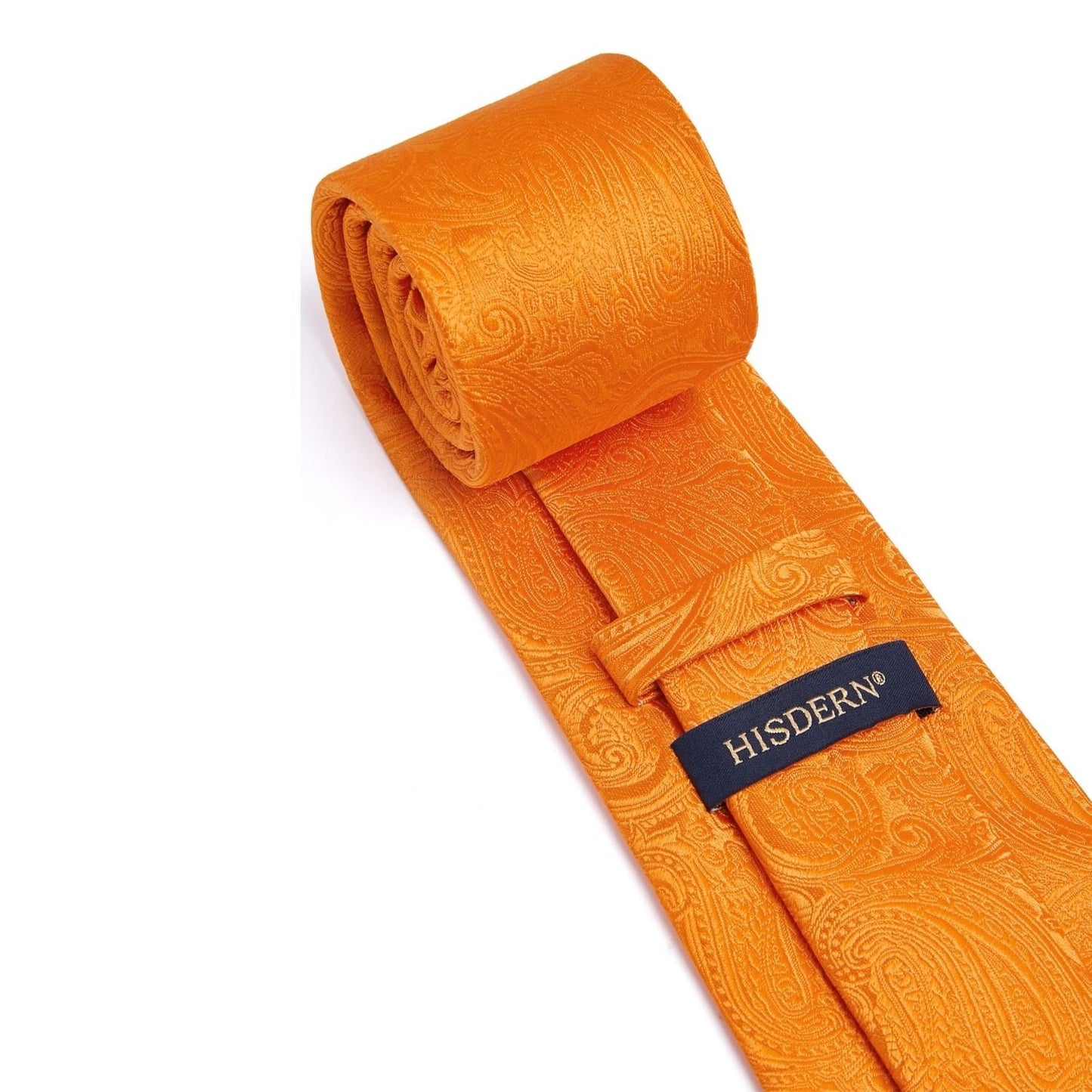 Hisdern Orange Paisley Tie Set For Groomsmen