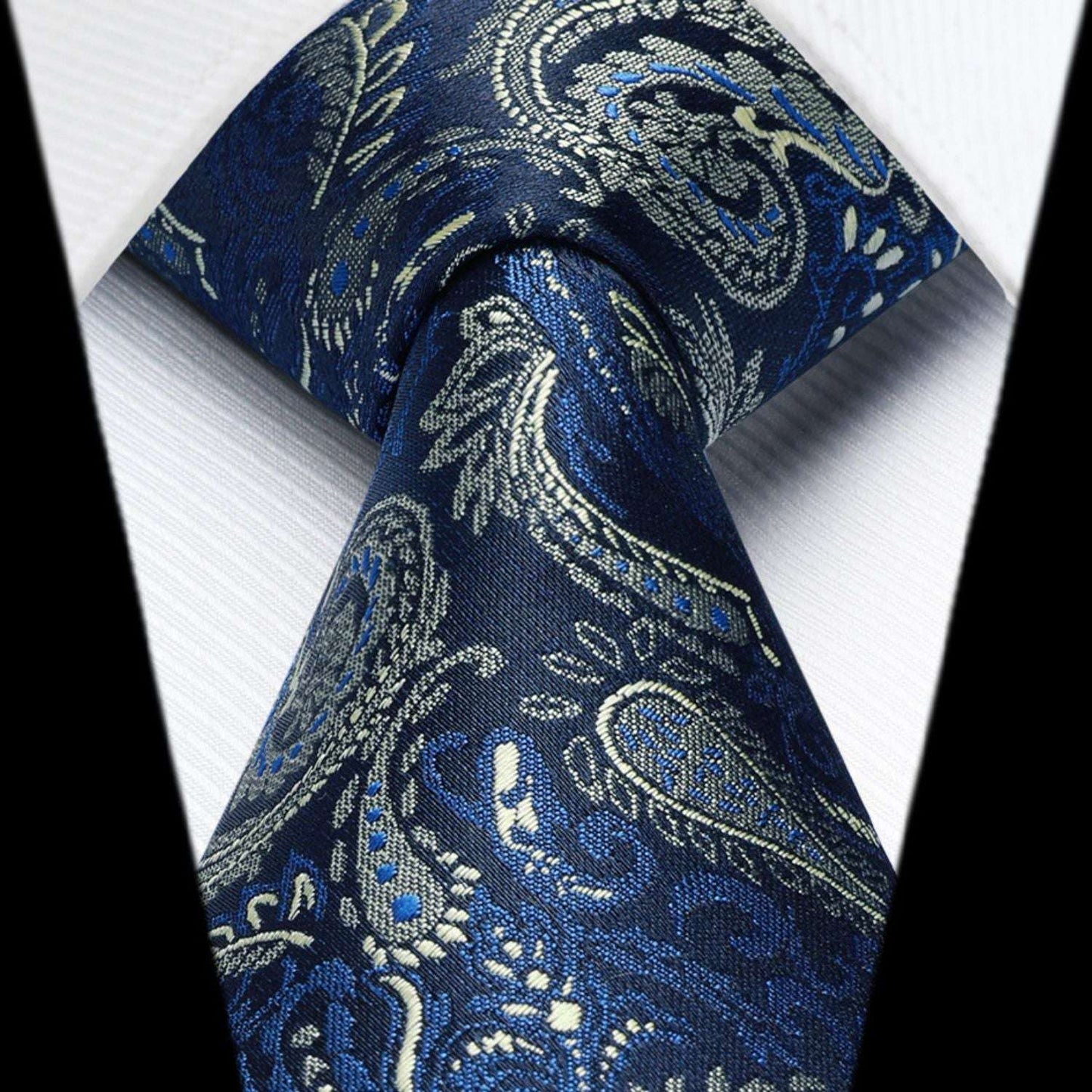Hisdern Blue Yellow Paisley Tie Set For Formal Wear