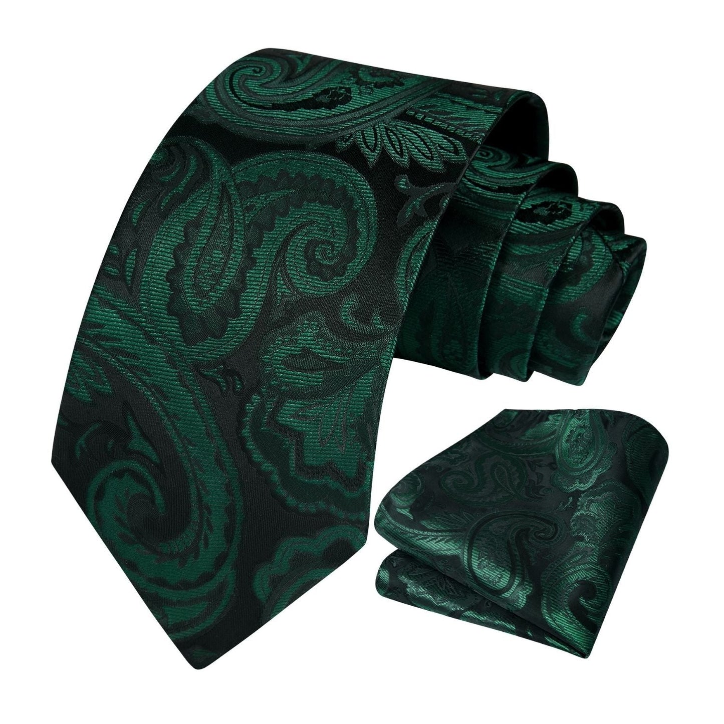 Hisdern Green Paisley Tie Set For Formal Wear