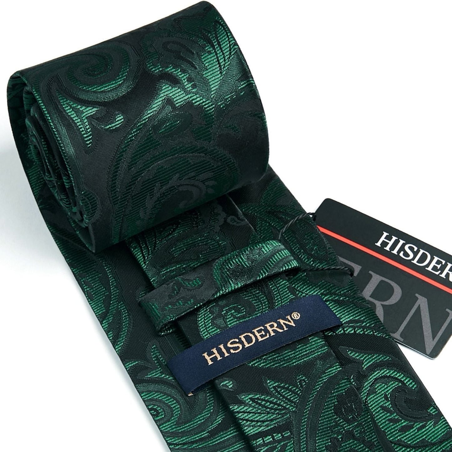 Hisdern Green Paisley Tie Set For Formal Wear