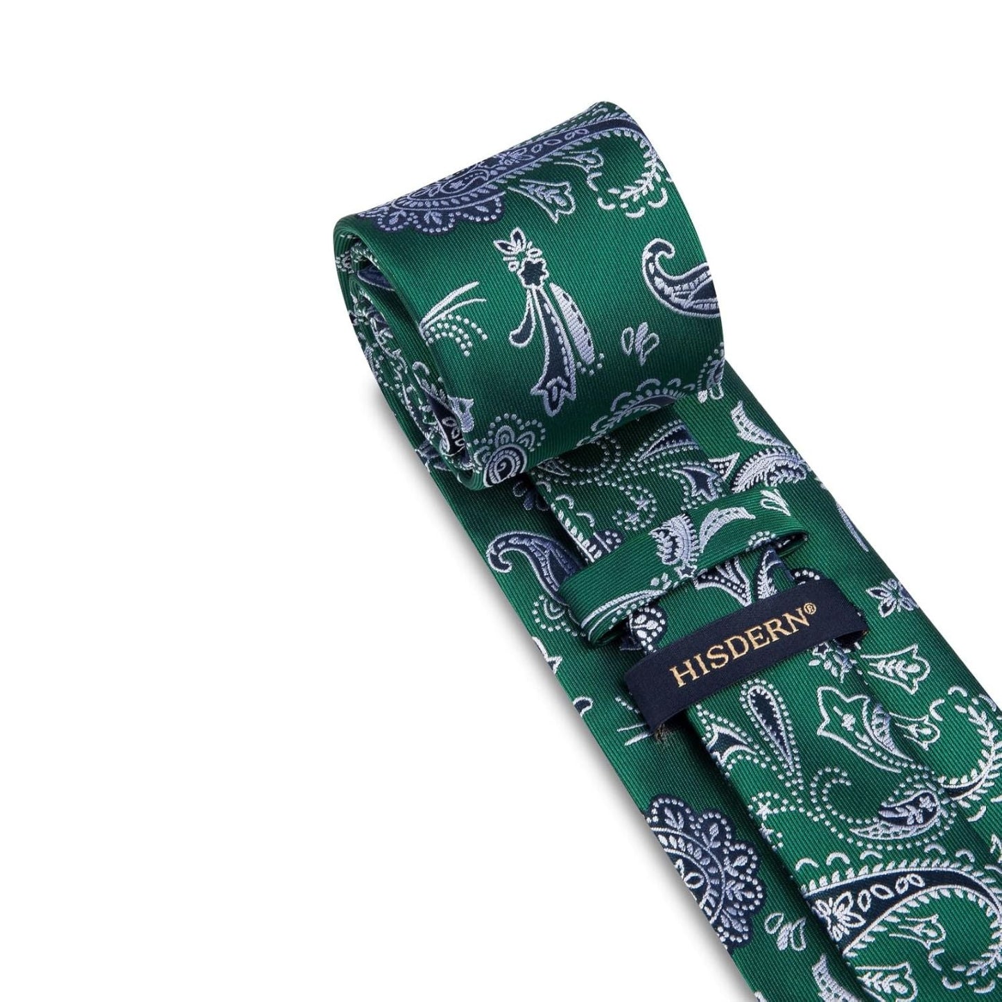 Hisdern Green Paisley Tie Set For Formal Wear