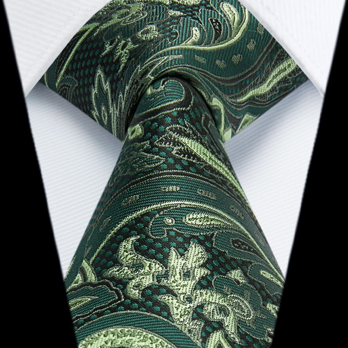 Hisdern Green Paisley Tie Set For Formal Wear