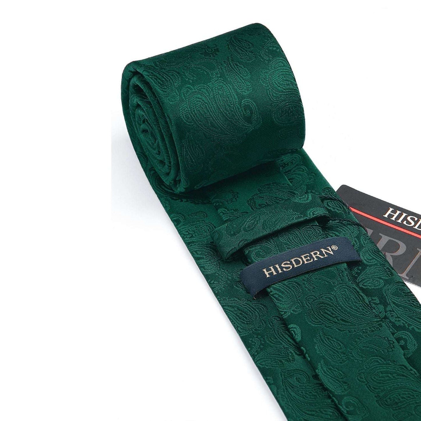 Hisdern Dark Green Paisley Tie Set For Formal Wear