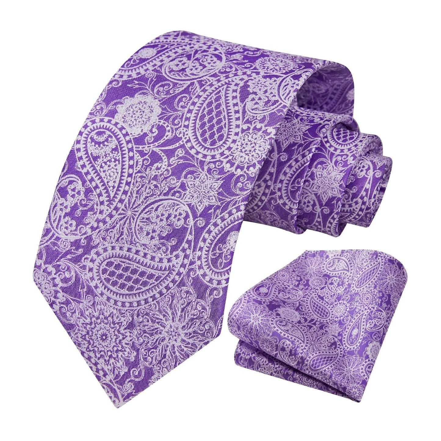 Hisdern Purple Paisley Tie Set For Groomsmen