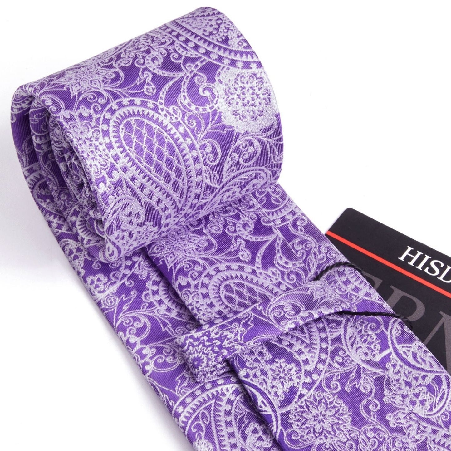 Hisdern Purple Paisley Tie Set For Groomsmen