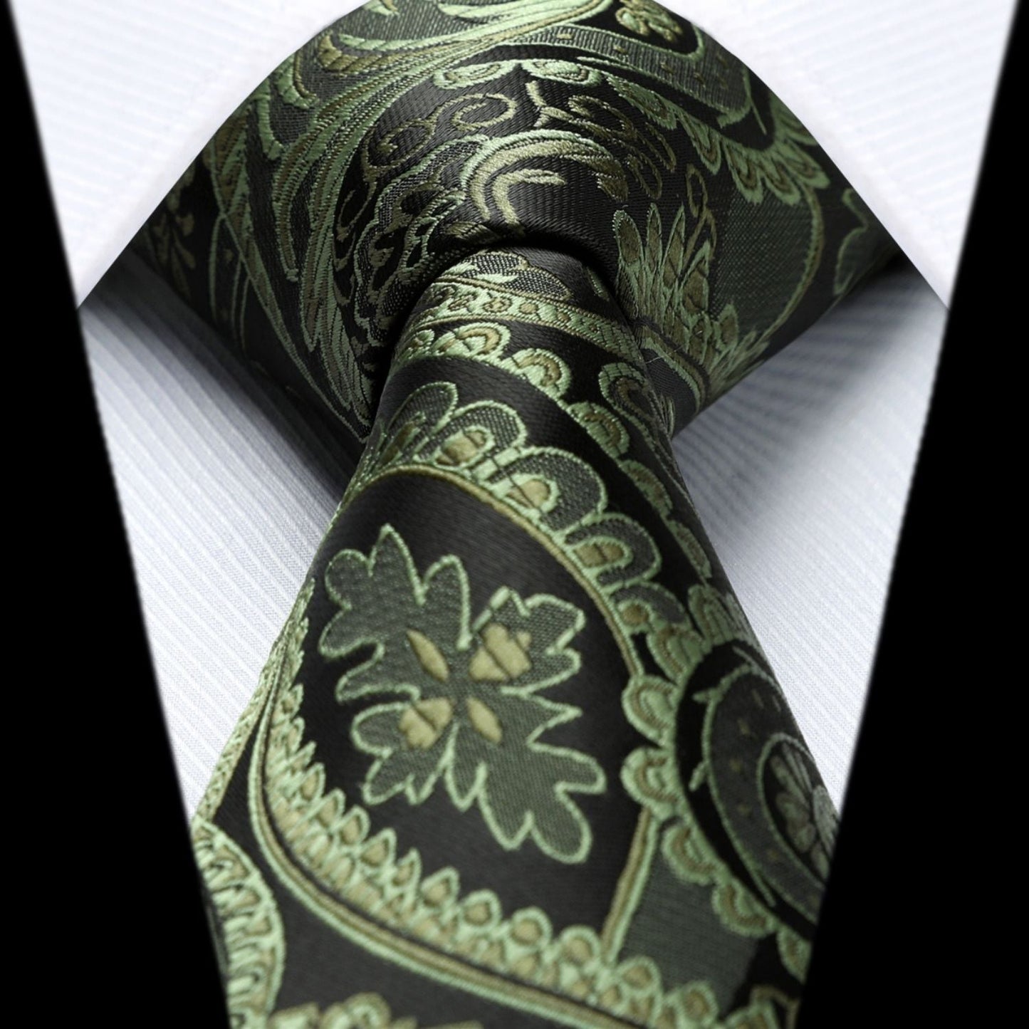 Hisdern Green Paisley Tie Set For Formal Wear