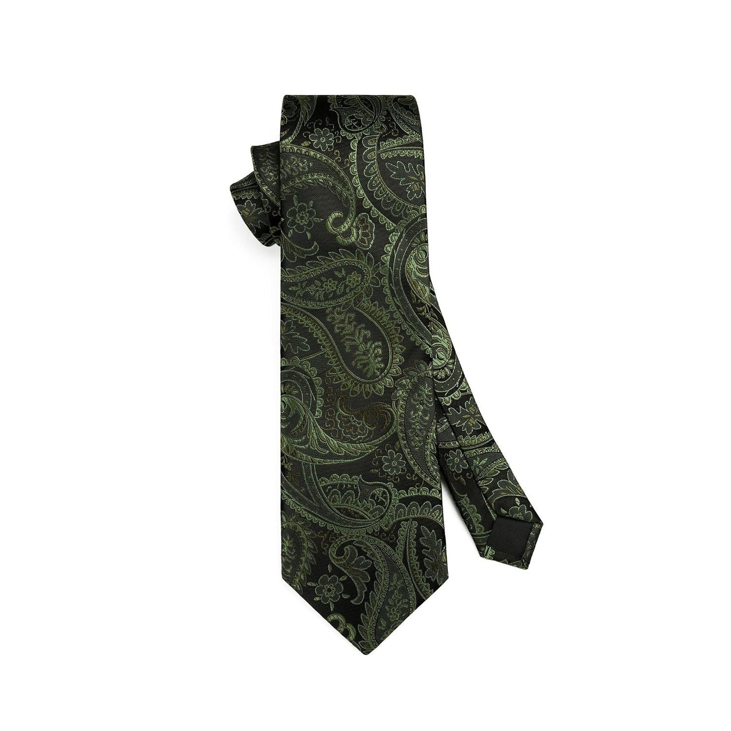Hisdern Green Paisley Tie Set For Formal Wear