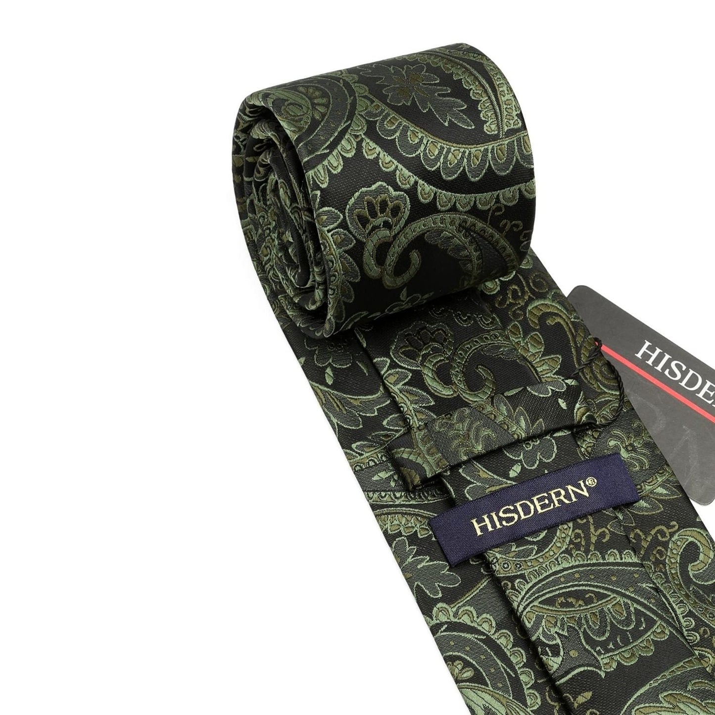 Hisdern Green Paisley Tie Set For Formal Wear