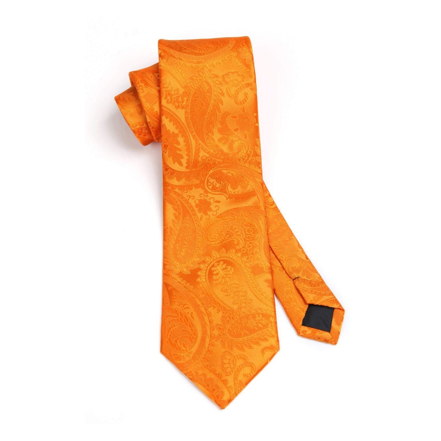 Hisdern Orange Paisley Tie Set For Groomsmen