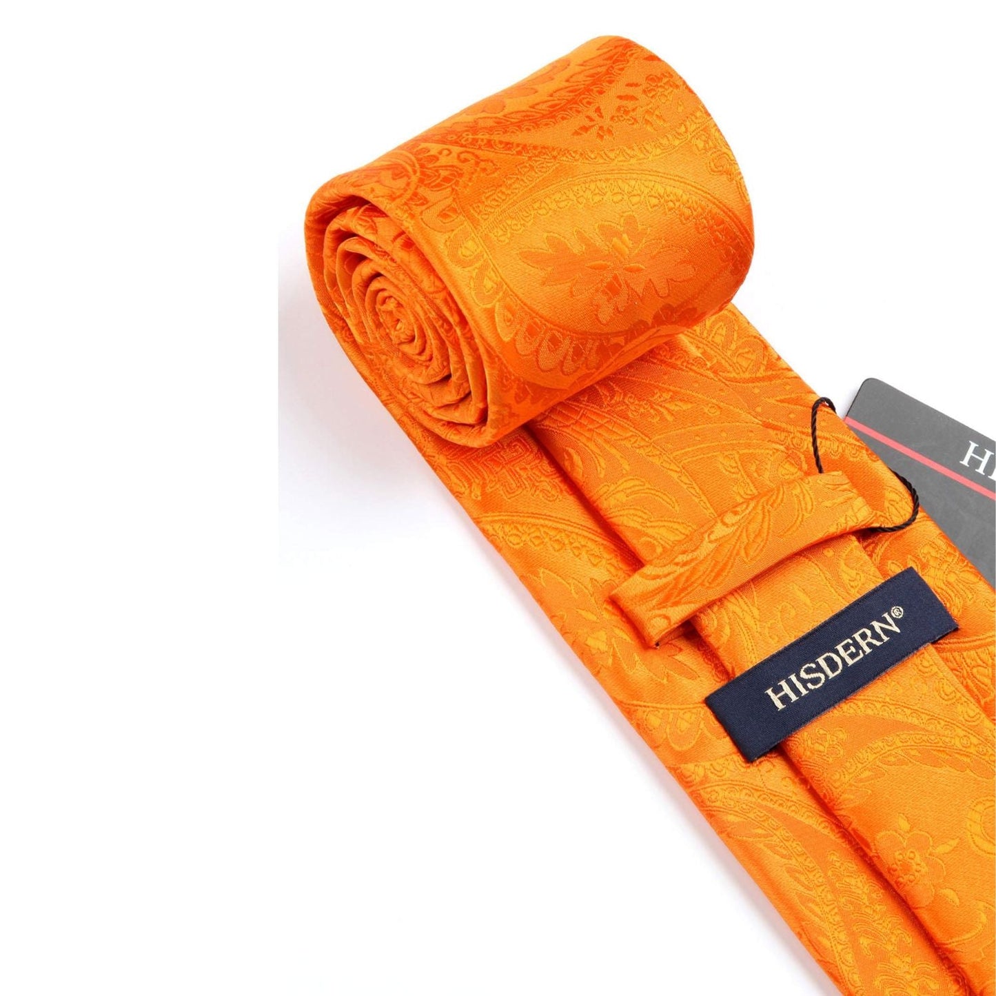 Hisdern Orange Paisley Tie Set For Groomsmen