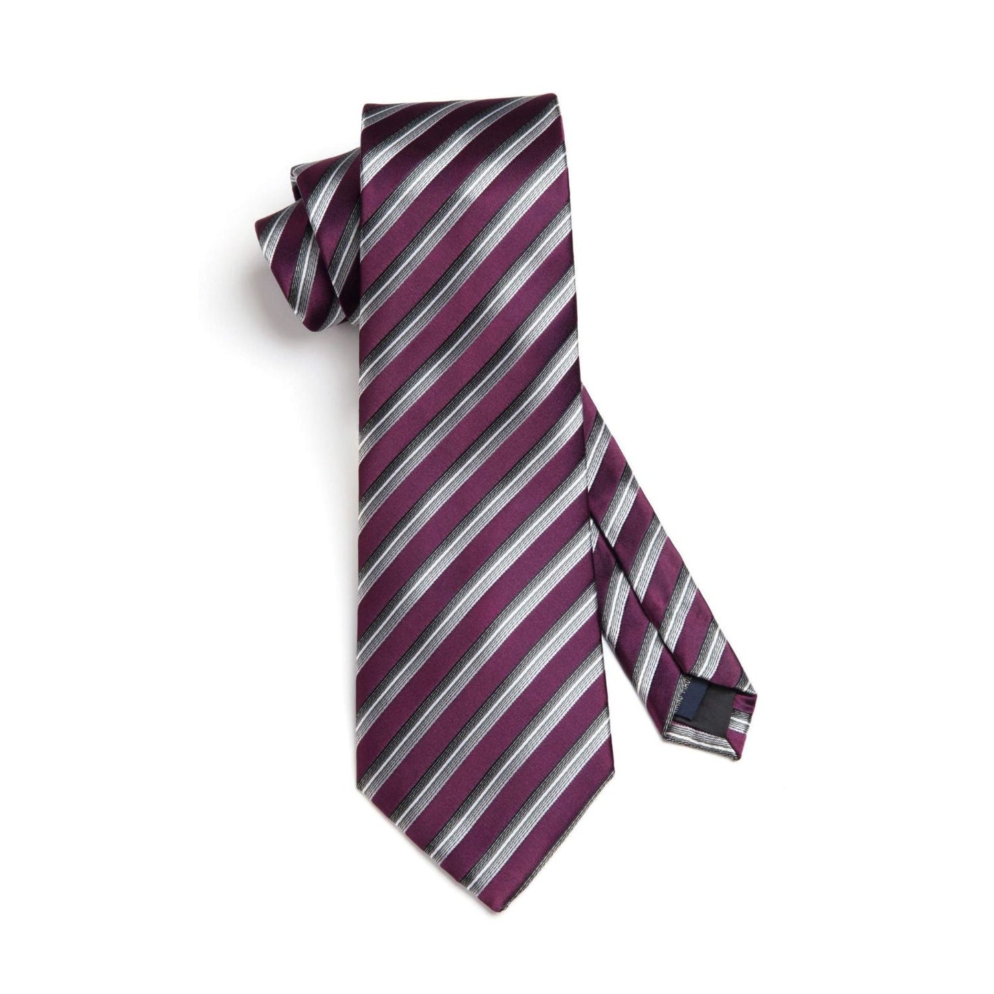 Hisdern Purple Silver Striped Business Tie Set