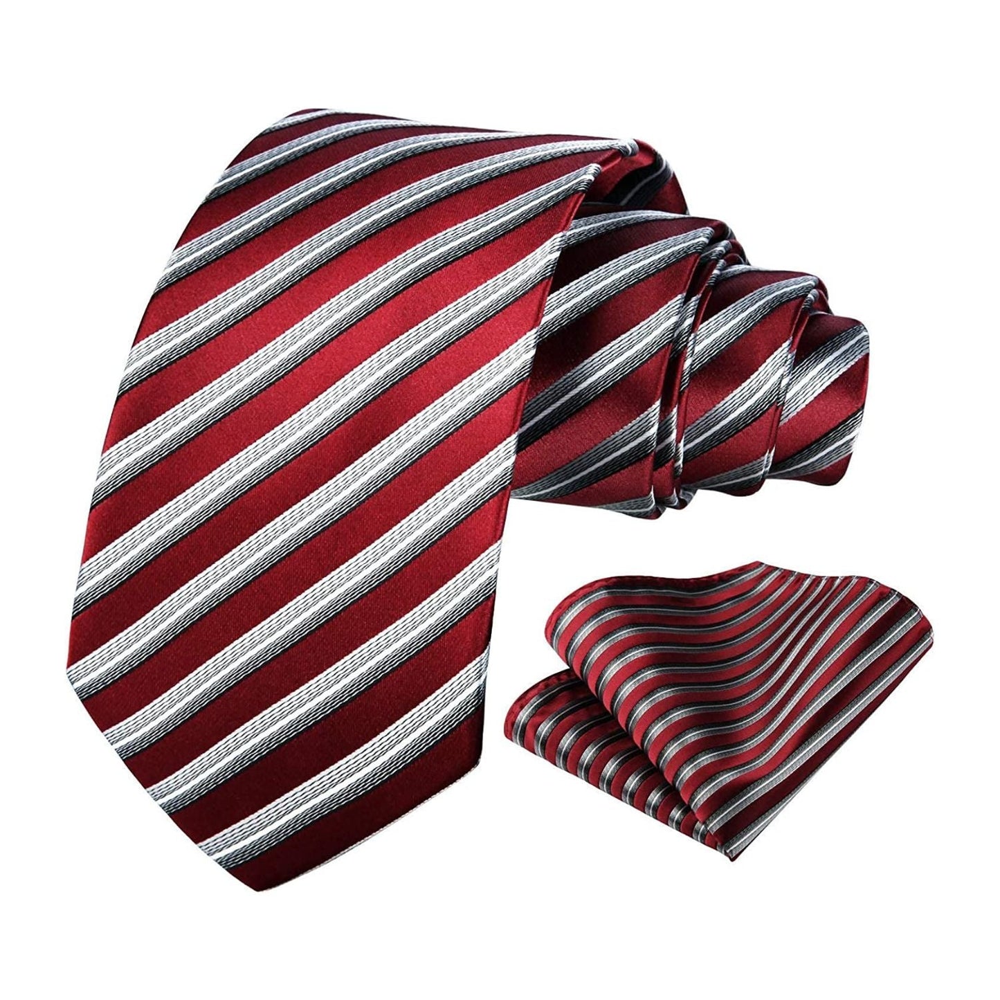 Hisdern Red Striped Business Tie Set