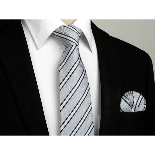 Hisdern Silver Striped Business Tie Set
