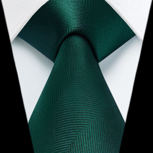 Hisdern Green Striped Business Tie Set