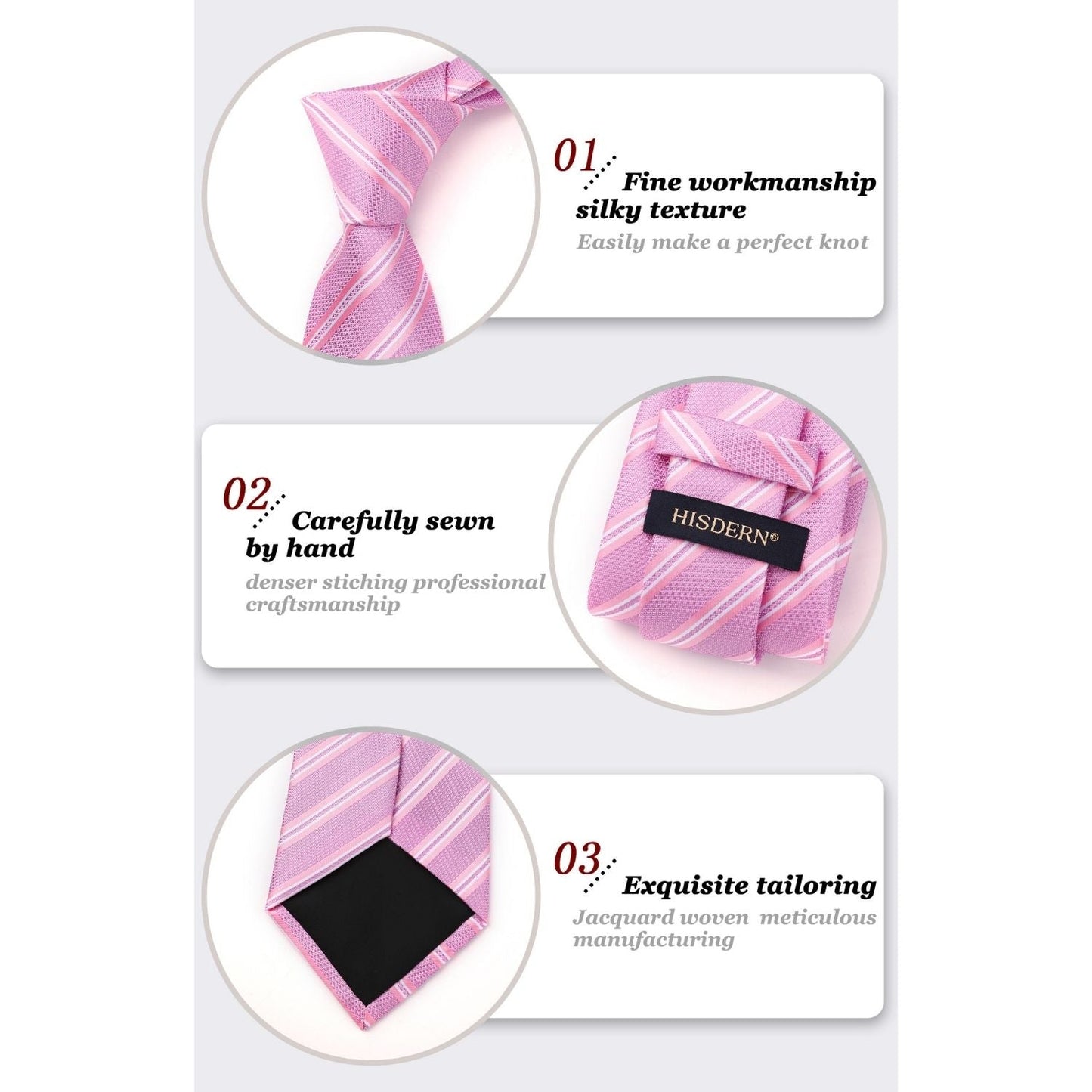 Hisdern Pink Striped Wedding Accessories Set