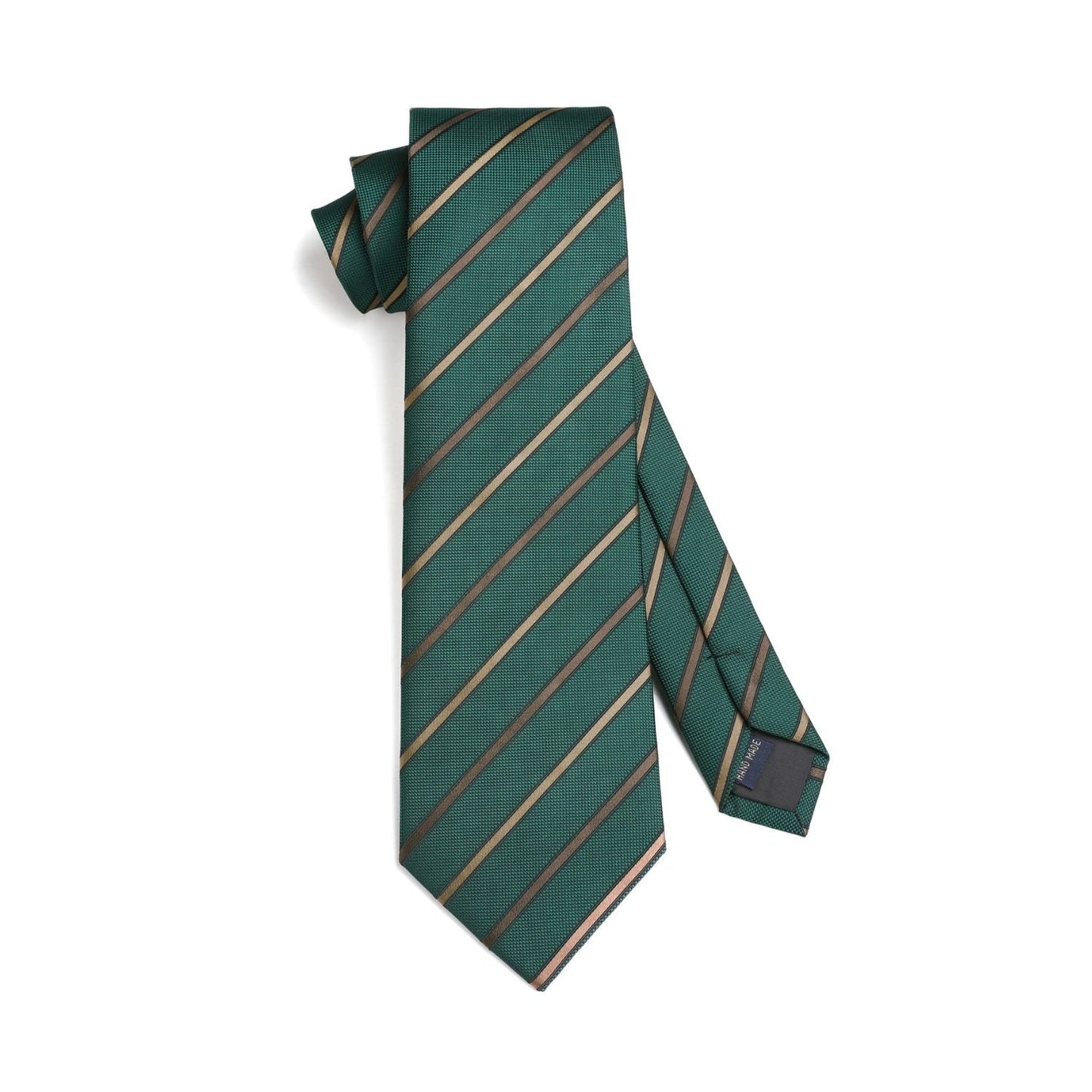 Hisdern Green Striped Business Tie Set