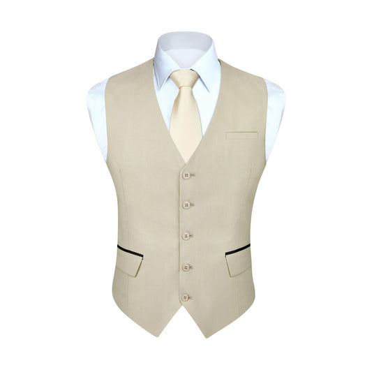 Men's Khaki Beige Light Satin Suit Vest Formal Wear for Wedding