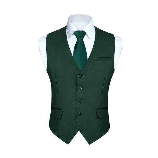 Hisdern Men's Verde Satin Suit Vest Formal Wear