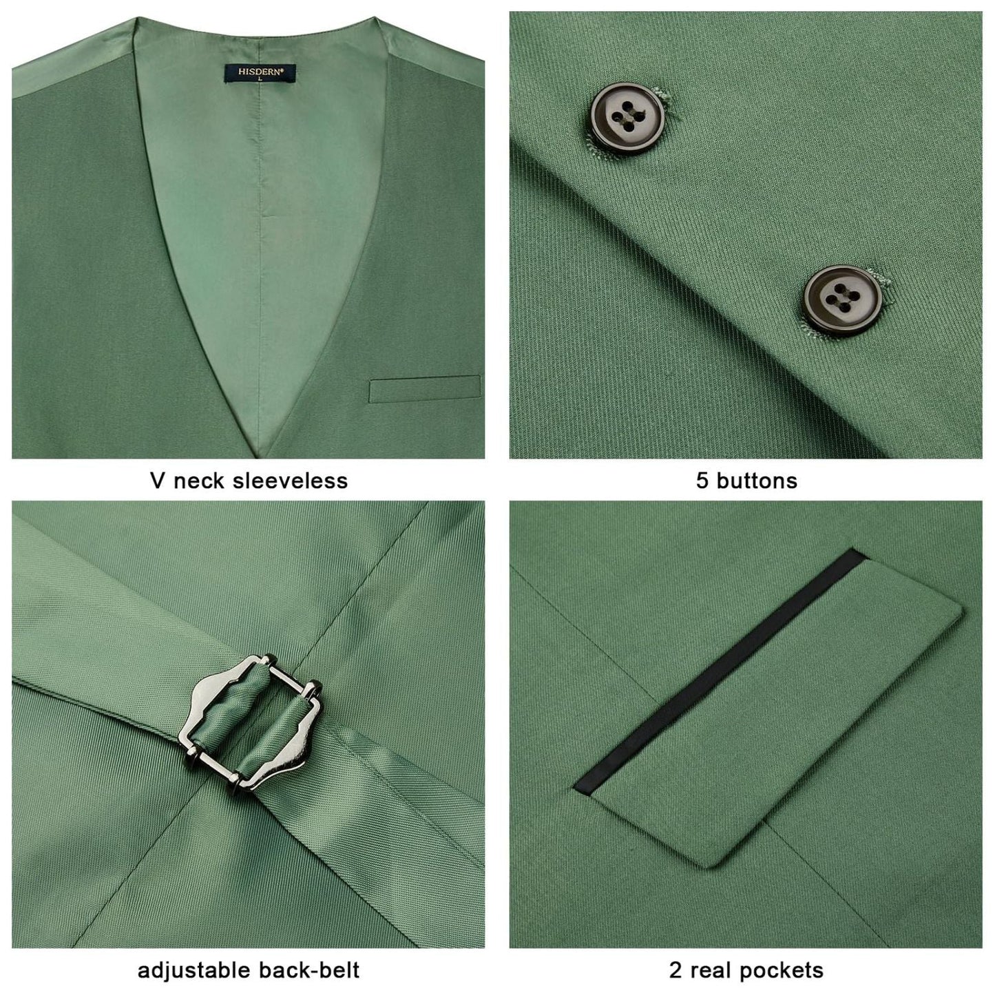 Men's Olive Green Satin Suit Vest Formal Wear for Wedding
