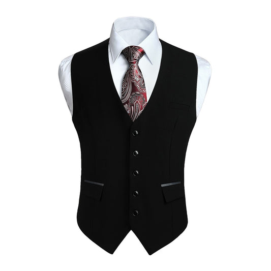 Hisdern Men's Black Satin Suit Vest Formal Wear