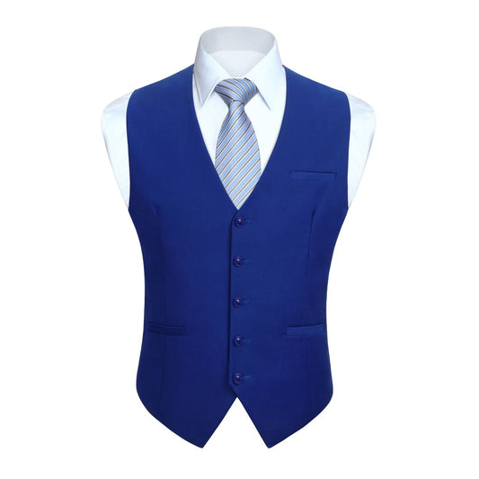 Hisdern Men's Royal Blue Satin Suit Vest Formal Wear