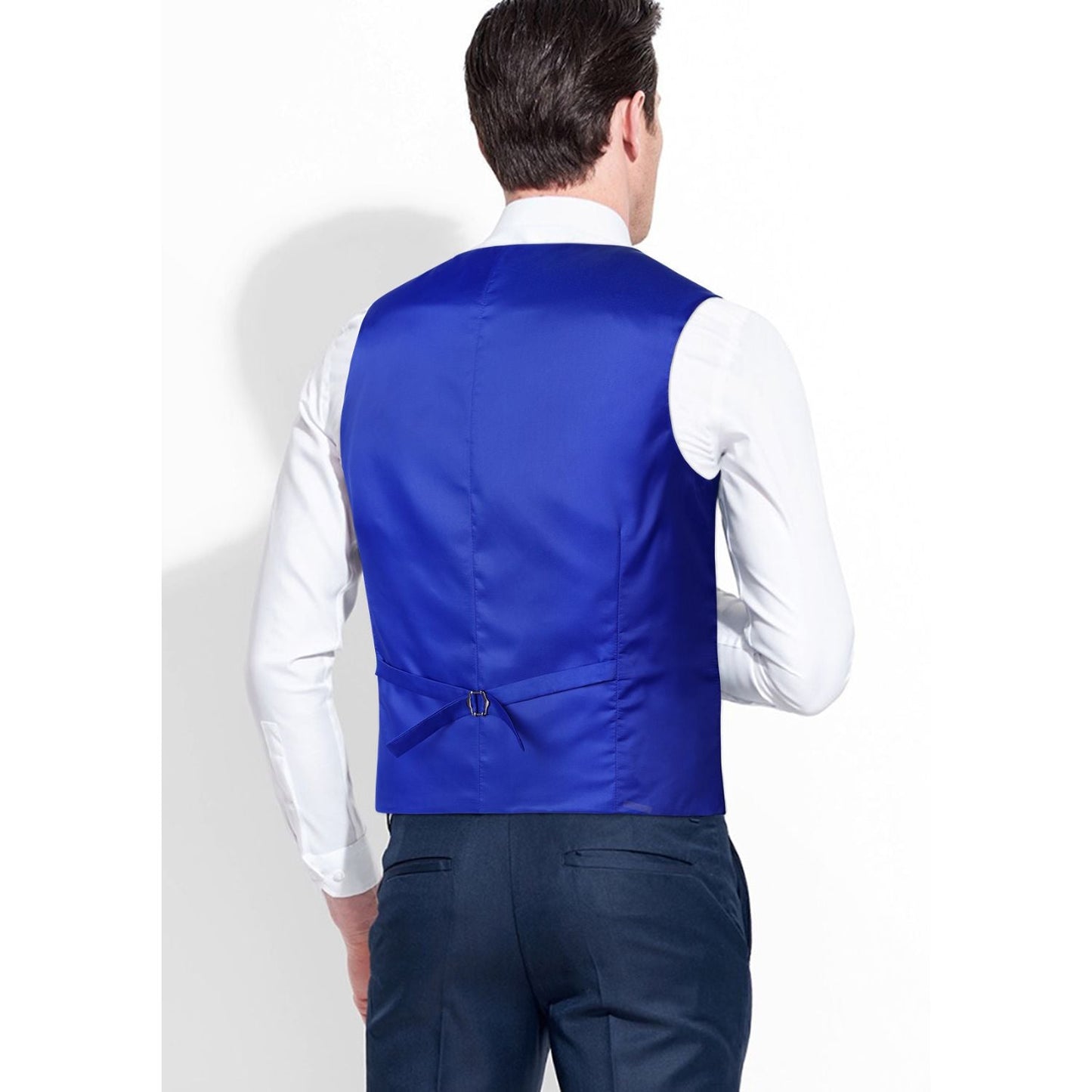 Hisdern Men's Royal Blue Satin Suit Vest Formal Wear