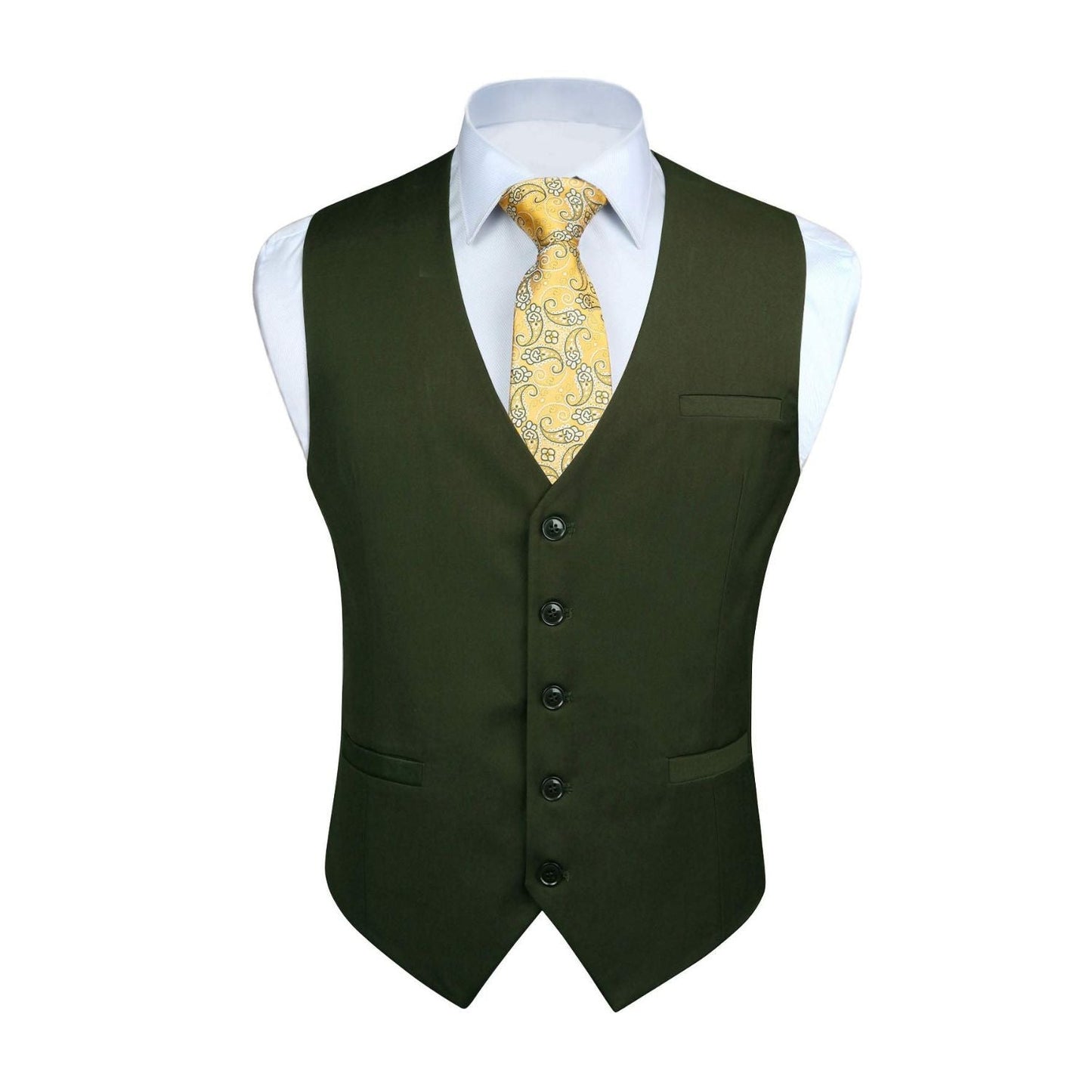 Hisdern Men's Green Satin Suit Vest Formal Wear
