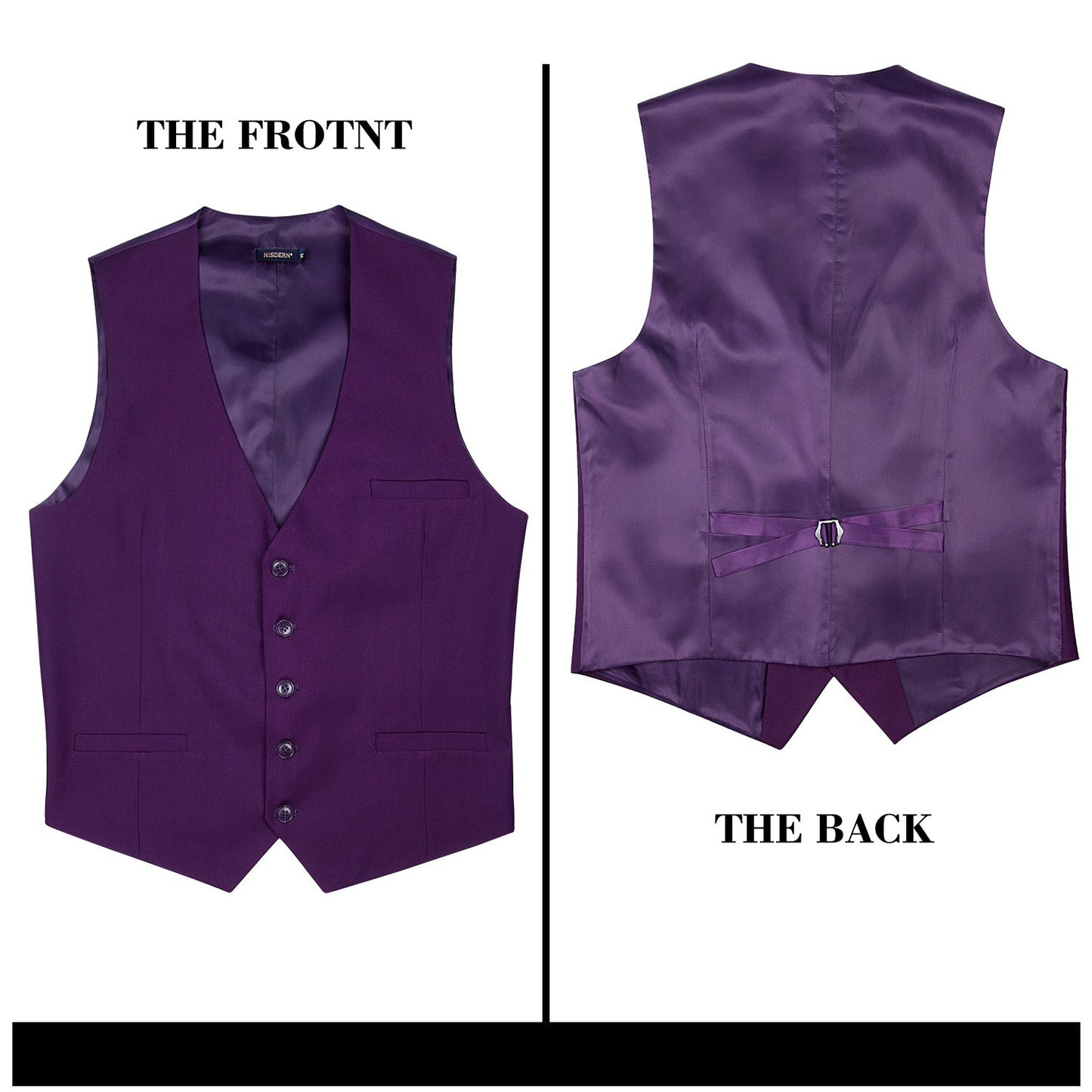 Hisdern Men's Purple Satin Suit Vest Formal Wear