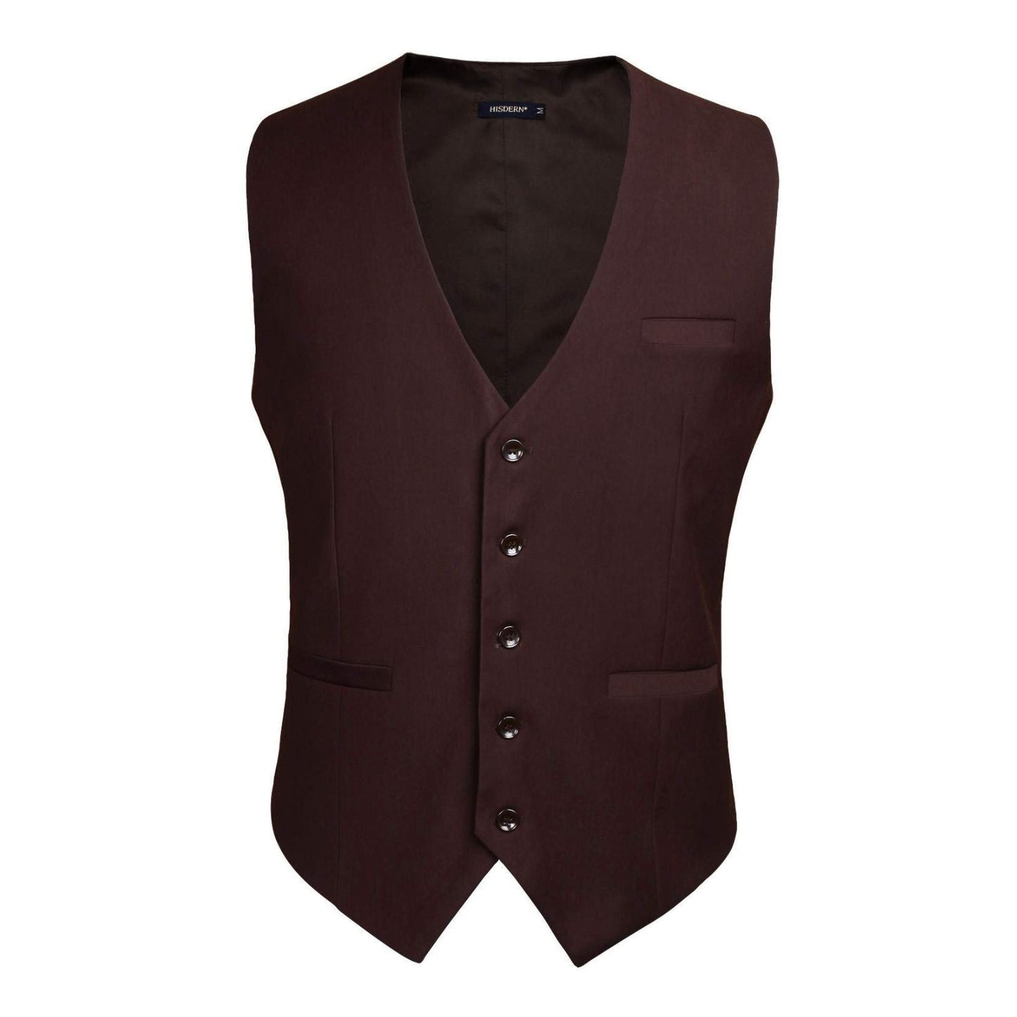 Hisdern Men's Brown Satin Suit Vest Formal Wear