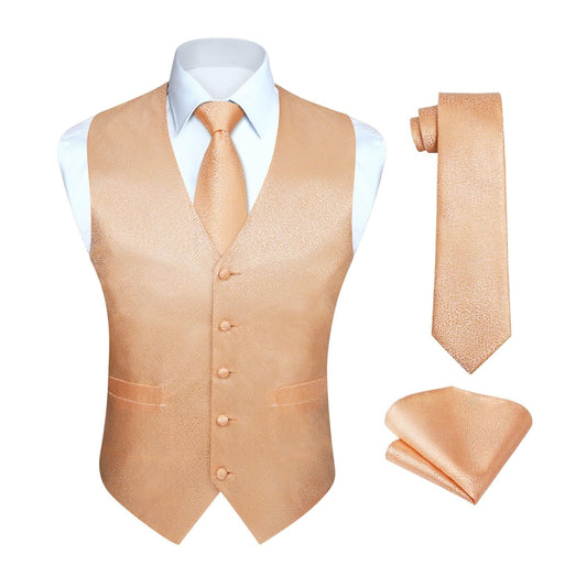 Hisdern Men's Champagne Floral Vest Tie Set For Weddings