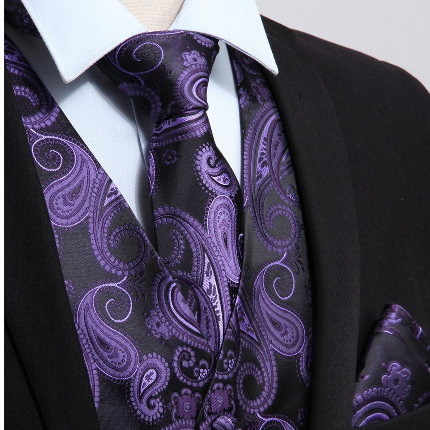 Hisdern Purple Wrinkle-Resistant Stretch Cotton Business Vest for Office Suits