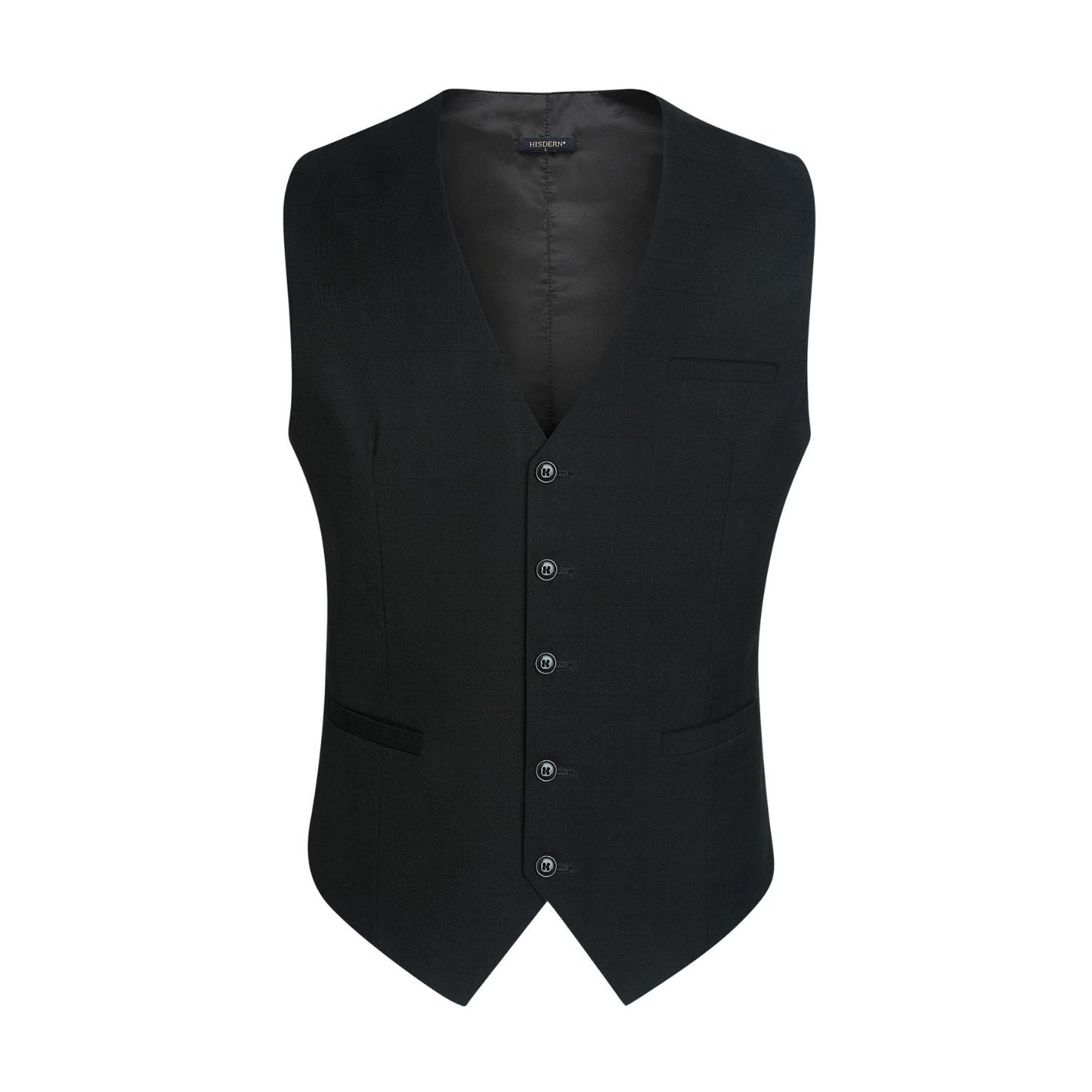 Hisdern Men's Black Plaid Wedding Vest For Skinny Guys