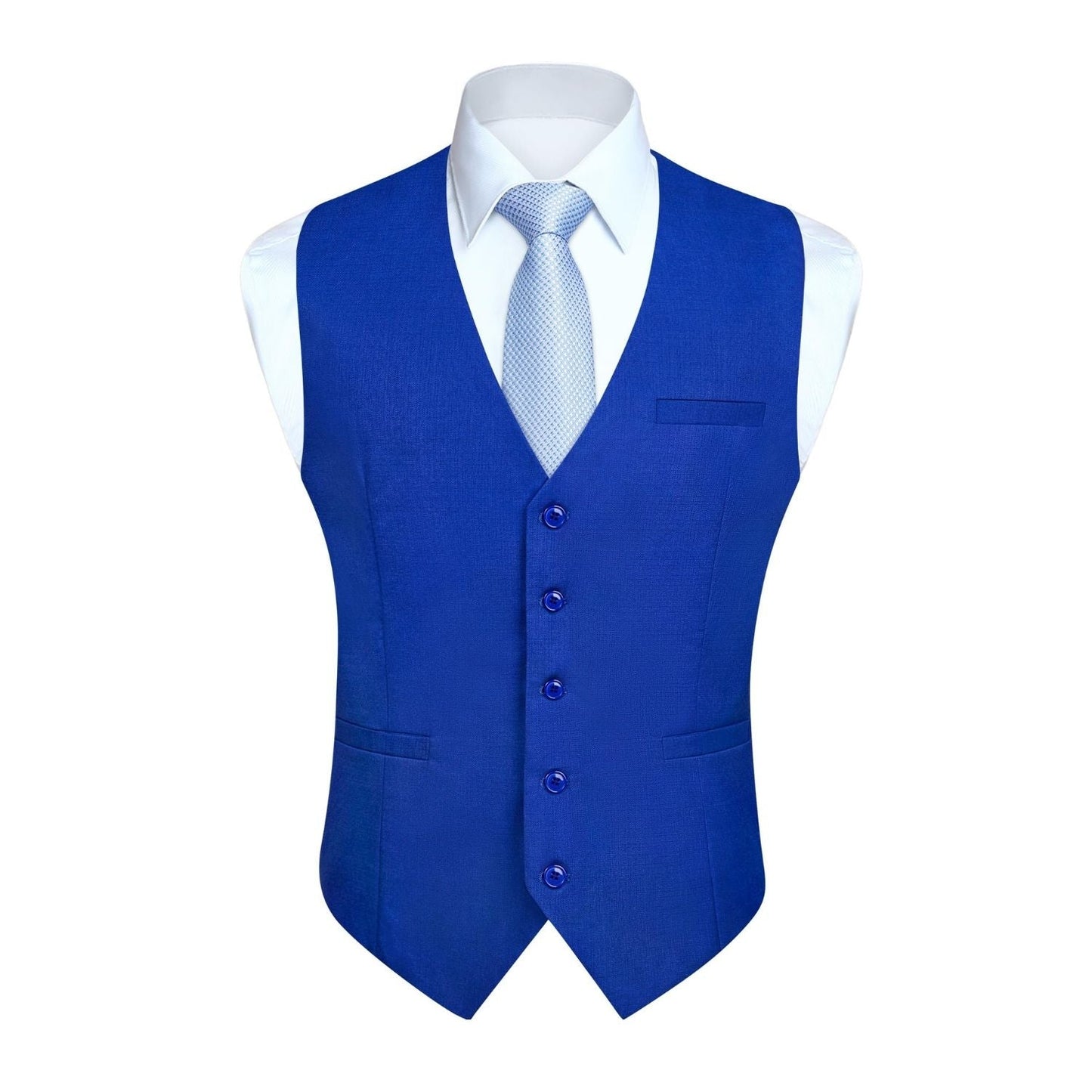 Hisdern Men's Navy Blue Satin Suit Vest Formal Wear