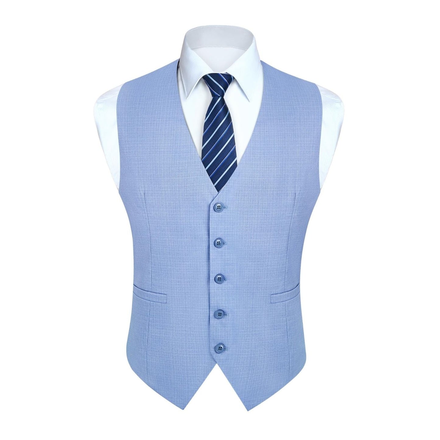 Hisdern Men's Light Blue Satin Suit Vest Formal Wear