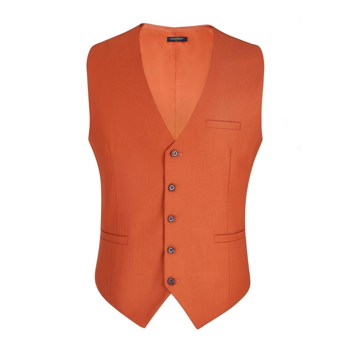 Hisdern Men's Dark Orange Satin Suit Vest Formal Wear