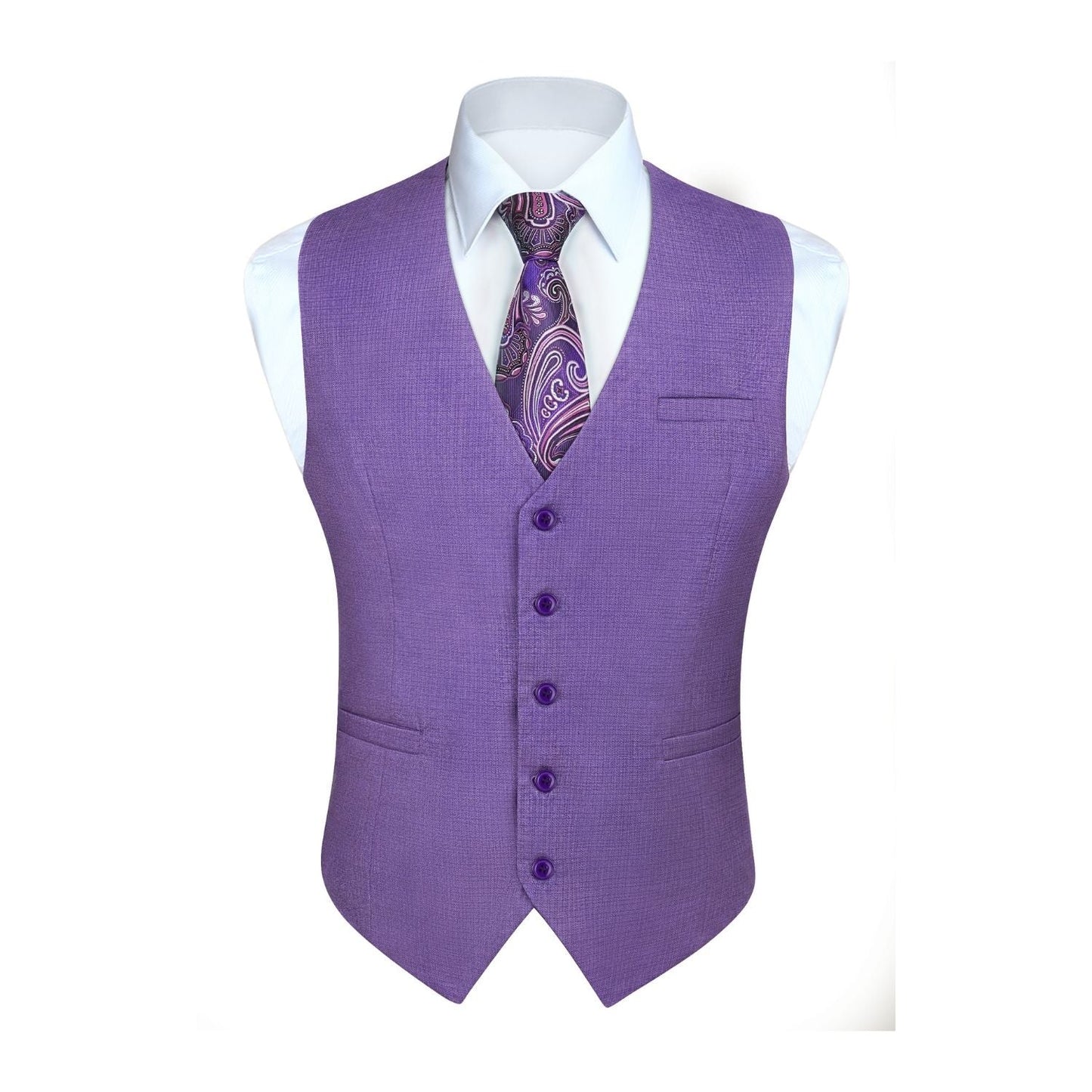 Hisdern Men's Purple Satin Suit Vest Formal Wear