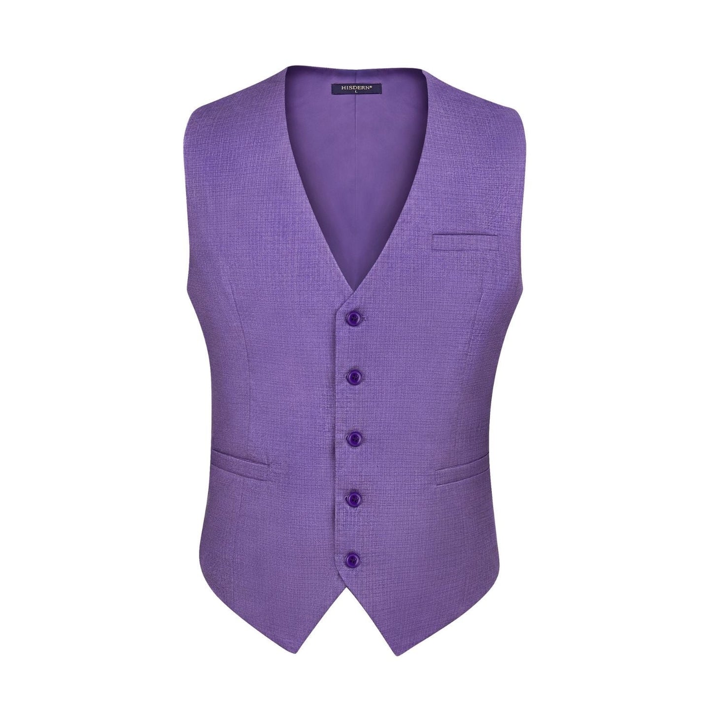 Hisdern Men's Purple Satin Suit Vest Formal Wear