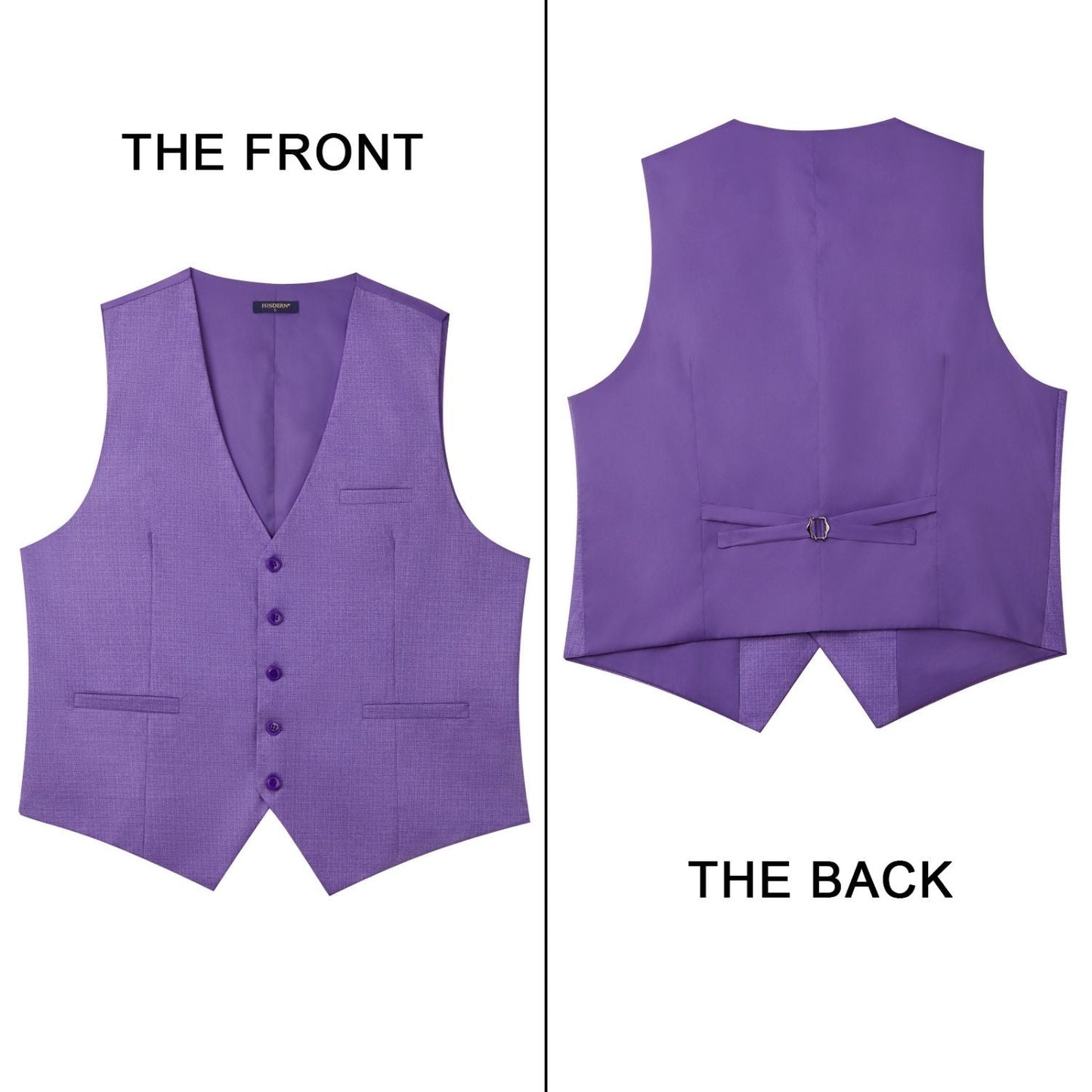 Hisdern Men's Purple Satin Suit Vest Formal Wear