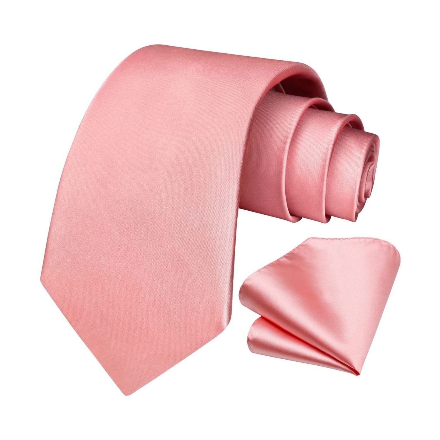 Hisdern Hot Pink Solid Men’s Tie Set for Formal & Wedding