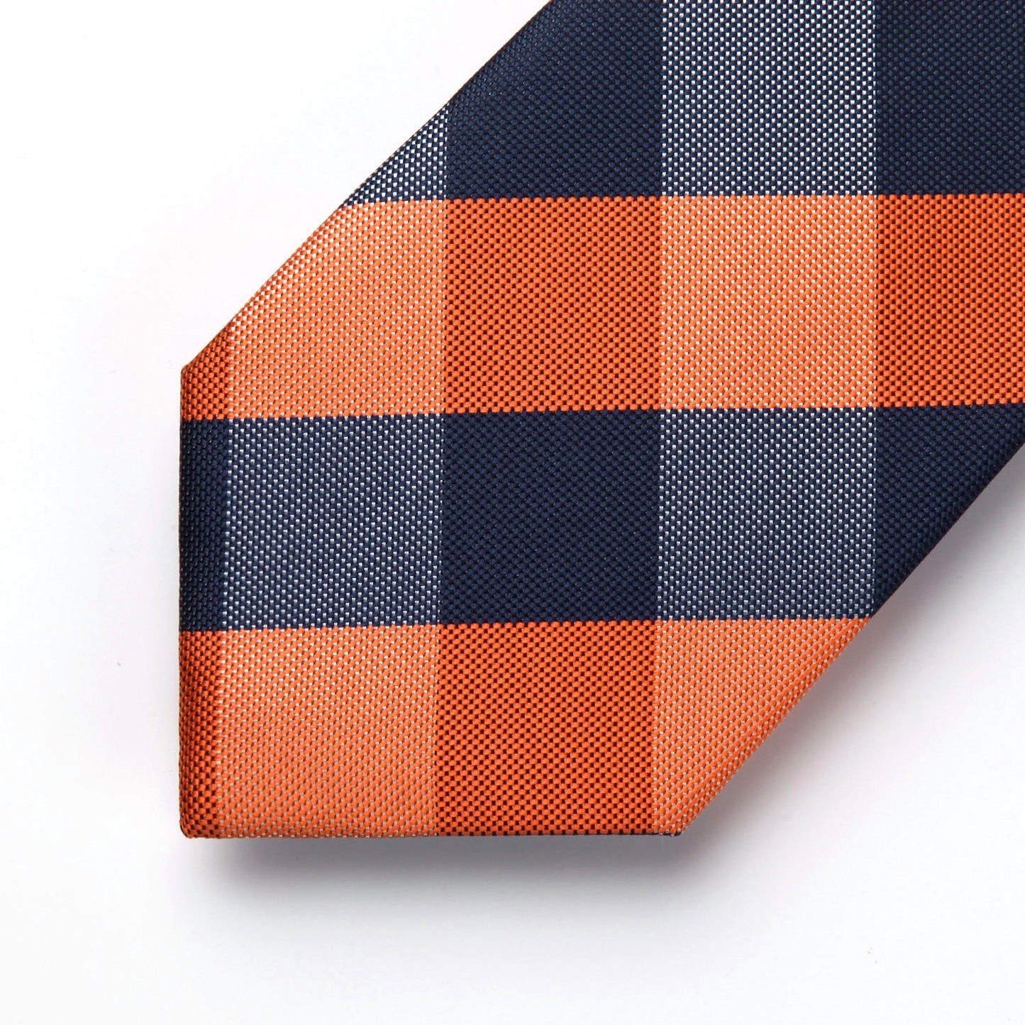Hisdern Orange Plaid Tie Set For Groomsmen